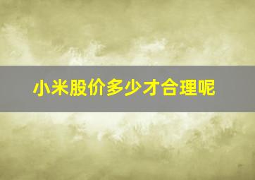 小米股价多少才合理呢