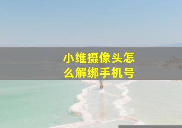 小维摄像头怎么解绑手机号