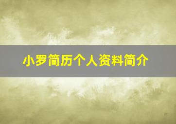 小罗简历个人资料简介