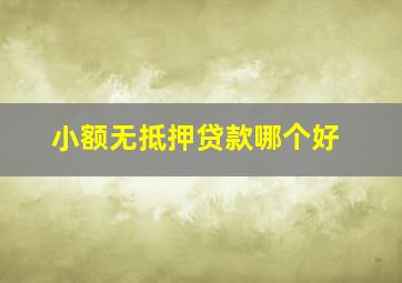 小额无抵押贷款哪个好