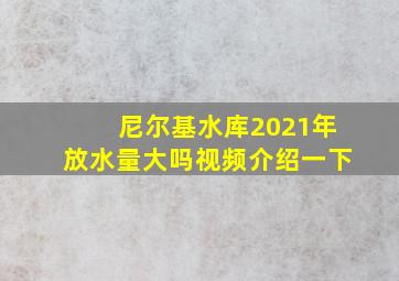 尼尔基水库2021年放水量大吗视频介绍一下