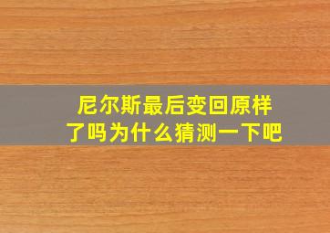 尼尔斯最后变回原样了吗为什么猜测一下吧