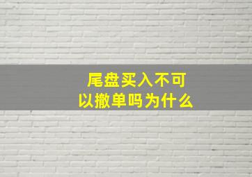 尾盘买入不可以撤单吗为什么