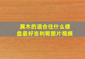 属木的适合住什么楼盘最好吉利呢图片视频