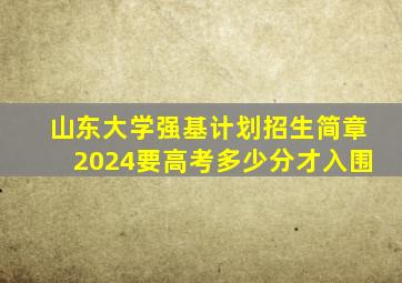 山东大学强基计划招生简章2024要高考多少分才入围