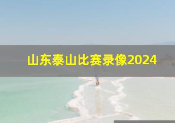 山东泰山比赛录像2024