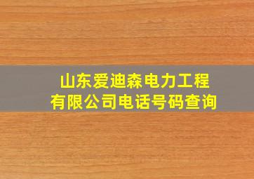 山东爱迪森电力工程有限公司电话号码查询