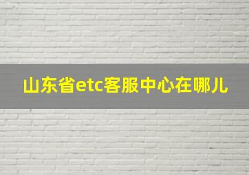 山东省etc客服中心在哪儿