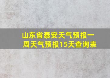 山东省泰安天气预报一周天气预报15天查询表