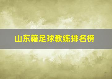 山东籍足球教练排名榜