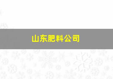 山东肥料公司