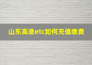 山东高速etc如何充值缴费