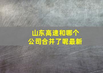 山东高速和哪个公司合并了呢最新