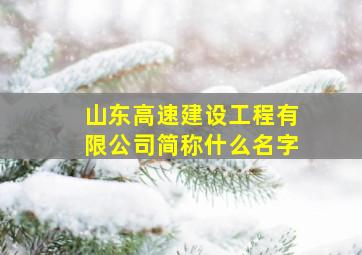 山东高速建设工程有限公司简称什么名字