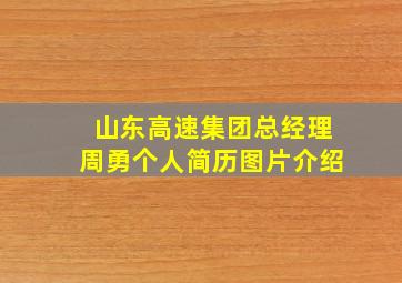 山东高速集团总经理周勇个人简历图片介绍