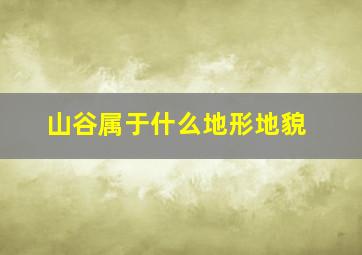 山谷属于什么地形地貌