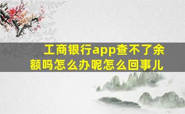 工商银行app查不了余额吗怎么办呢怎么回事儿