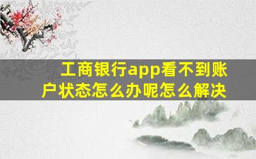 工商银行app看不到账户状态怎么办呢怎么解决