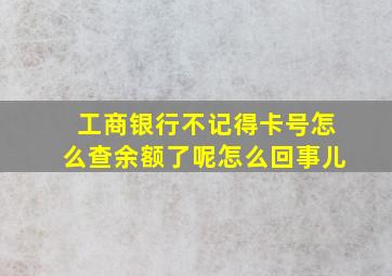 工商银行不记得卡号怎么查余额了呢怎么回事儿