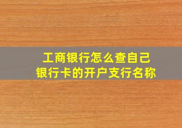 工商银行怎么查自己银行卡的开户支行名称