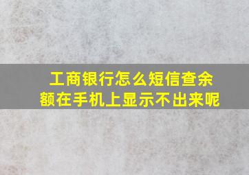 工商银行怎么短信查余额在手机上显示不出来呢