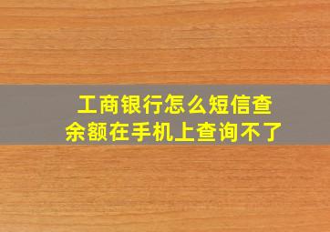 工商银行怎么短信查余额在手机上查询不了