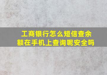 工商银行怎么短信查余额在手机上查询呢安全吗