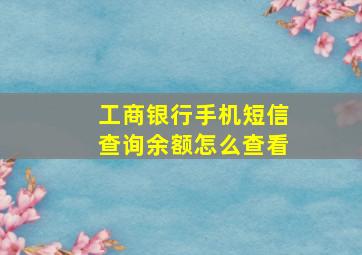 工商银行手机短信查询余额怎么查看