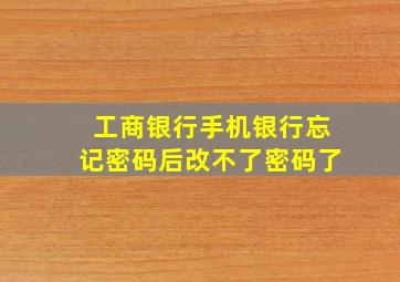 工商银行手机银行忘记密码后改不了密码了