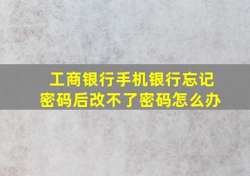 工商银行手机银行忘记密码后改不了密码怎么办