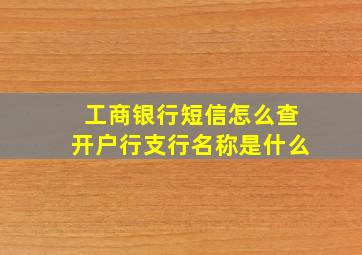 工商银行短信怎么查开户行支行名称是什么