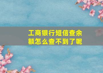 工商银行短信查余额怎么查不到了呢