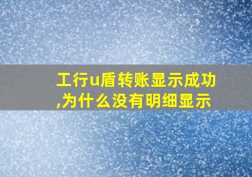 工行u盾转账显示成功,为什么没有明细显示