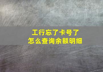 工行忘了卡号了怎么查询余额明细