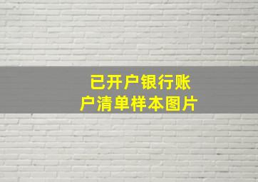 已开户银行账户清单样本图片