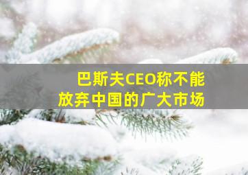 巴斯夫CEO称不能放弃中国的广大市场