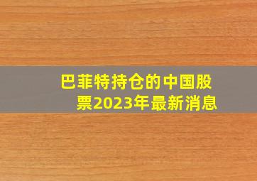 巴菲特持仓的中国股票2023年最新消息