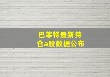 巴菲特最新持仓a股数据公布