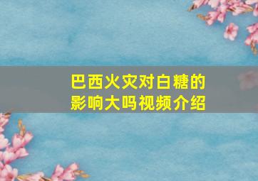 巴西火灾对白糖的影响大吗视频介绍