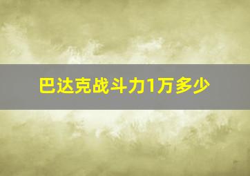 巴达克战斗力1万多少