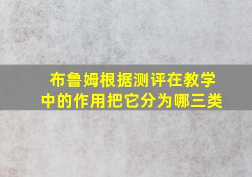 布鲁姆根据测评在教学中的作用把它分为哪三类