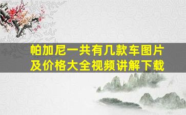 帕加尼一共有几款车图片及价格大全视频讲解下载