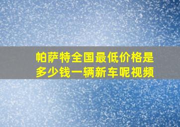 帕萨特全国最低价格是多少钱一辆新车呢视频