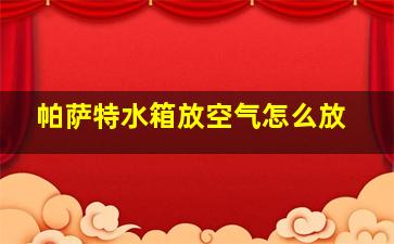 帕萨特水箱放空气怎么放