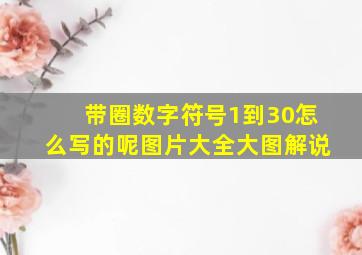 带圈数字符号1到30怎么写的呢图片大全大图解说