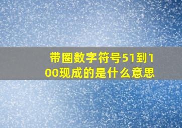 带圈数字符号51到100现成的是什么意思