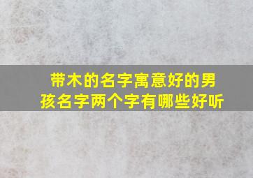 带木的名字寓意好的男孩名字两个字有哪些好听