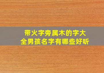 带火字旁属木的字大全男孩名字有哪些好听