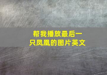 帮我播放最后一只凤凰的图片英文