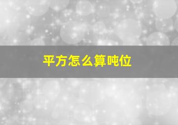 平方怎么算吨位